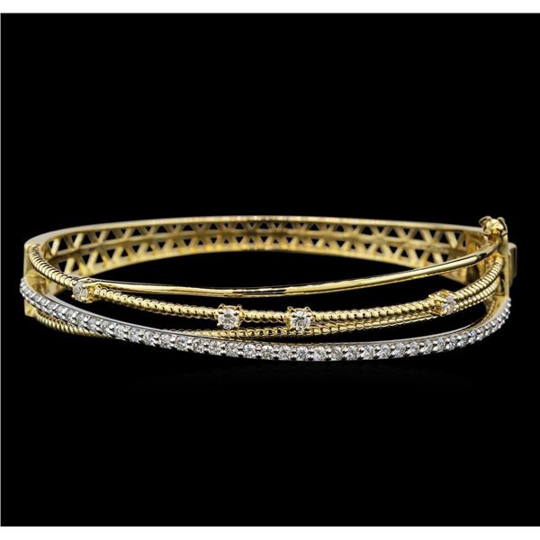 1.31 ctw Diamond Bangle Bracelet - 14KT Yellow and White Gold