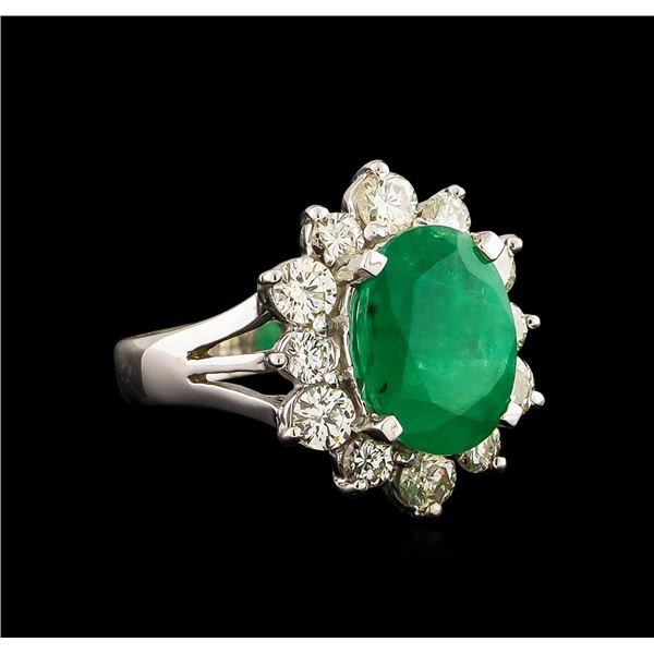 14KT White Gold 3.41 ctw Emerald and Diamond Ring