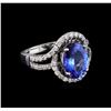 Image 1 : 3.00 ctw Tanzanite and Diamond Ring - 14KT White Gold