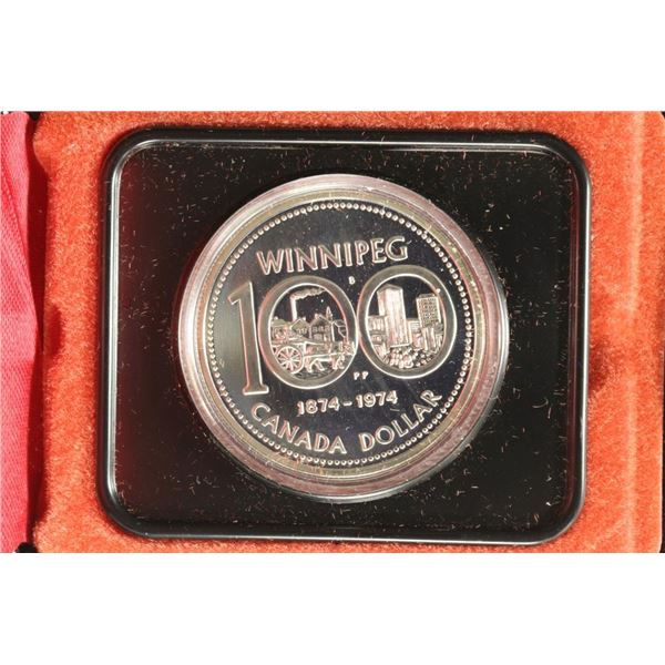 1974 CANADA WINNIPEG 100 PROOF SILVER DOLLAR
