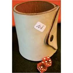 Dice cup, hand sewn leather