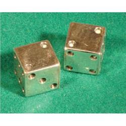 Set of sterling silver dice, 9/16ths.