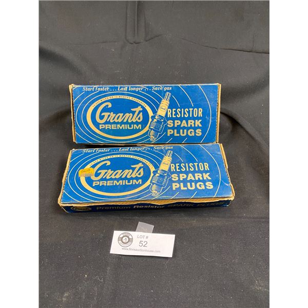 2 Vintage Grants Premium Resister Spark Plug Boxes With Contents