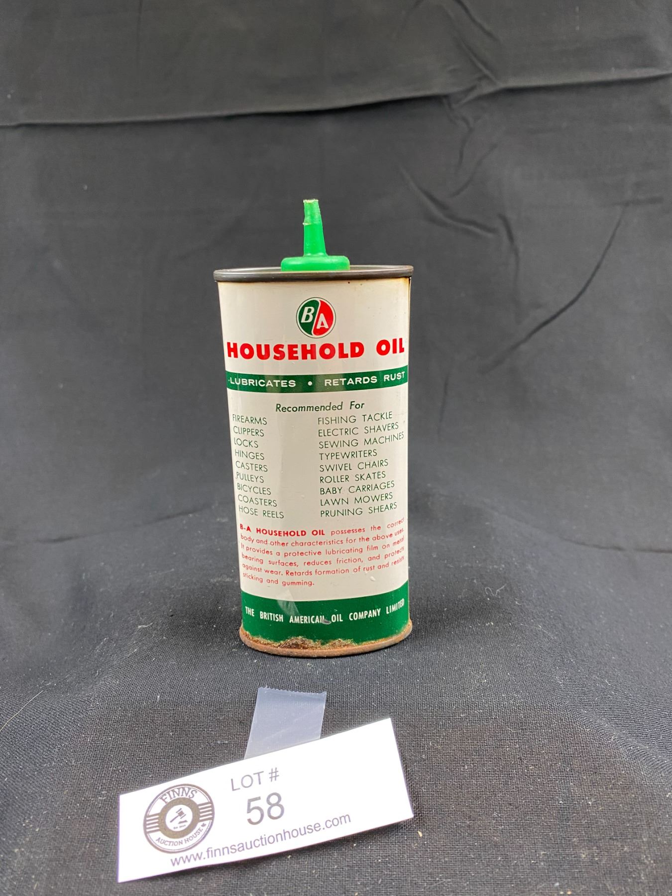 Vintage B/A Household Oil 4oz Empty Tin