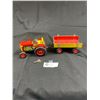 Image 1 : Vintage Wind Up Tractor And Trailer With Original Key