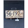 Image 1 : 1931 British Columbia License Plate