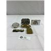 Image 1 : Nice Lot Of Vintage Belt Buckles And Solid Brass Zippo Lighter
