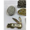 Image 2 : Nice Lot Of Vintage Belt Buckles And Solid Brass Zippo Lighter