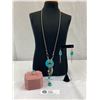 Image 1 : Nice Jewelry Lot Of Necklace, Earrings and Sterling Silver Ring All In Blue Stone