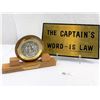 Image 1 : Nice Wood And Brass The Captains Word Is Law Sign Plus 1969 Plaque