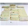 Image 1 : Nice Vintage/Antique Lot Of Cancelled Cheques With Stamps On Them