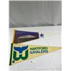 Image 1 : 3 Vintage Sports Pennants, Flames 1989 And Whalers And Mariners All Stars Game