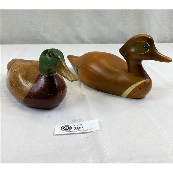 Vintage Carved Wood Duck Decoys, Signed Hummel And Folk Art