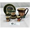 Image 1 : Vintage Toby Mugs And Pin Dish, 3 Royal Doulton, Tallest Is 3.5"