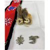 Image 2 : 2 Pewter Indigenous Pendants, Beaded Sash, As Is, And Miniature Moccasins