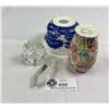 Image 2 : Nice Vintage Royal Winton Chintz Miniature Vase Plus Bowl And Crystal Perfume Bottle