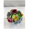 Image 2 : Nice Blue Glass Vintage Bowl And Floral Bone China Display, As Found