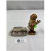 Image 1 : Nice Vintage Glass Paperweight And Cast Elmer Fud Spelter Figure