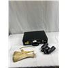 Image 1 : Older Leather Briefcase, Pair Of Binoculars And Old Animal Bones