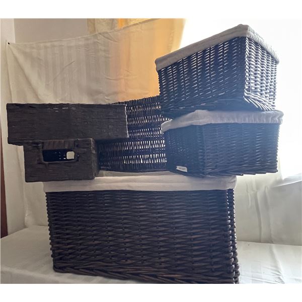 Dark brown wicker baskets