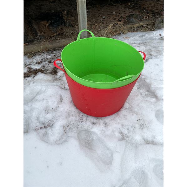 2 plastic buckets