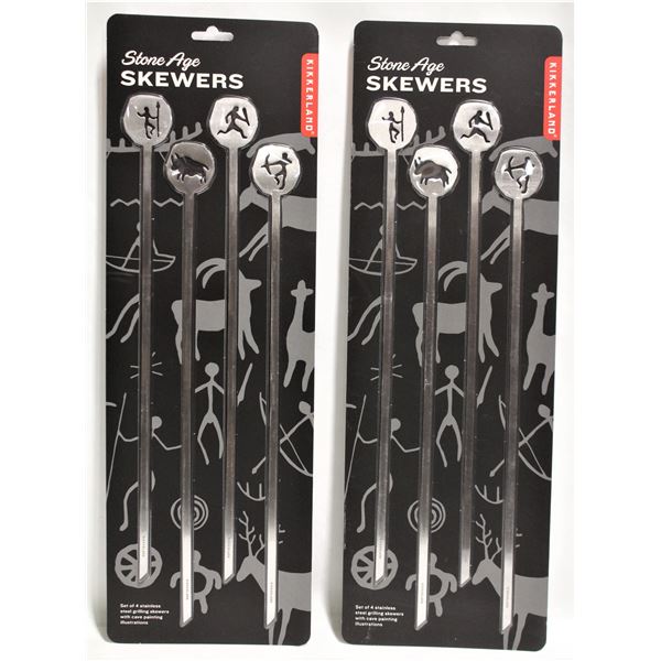 2 NEW SETS OF STONE AGE STAINLESS STEEL SKEWERS