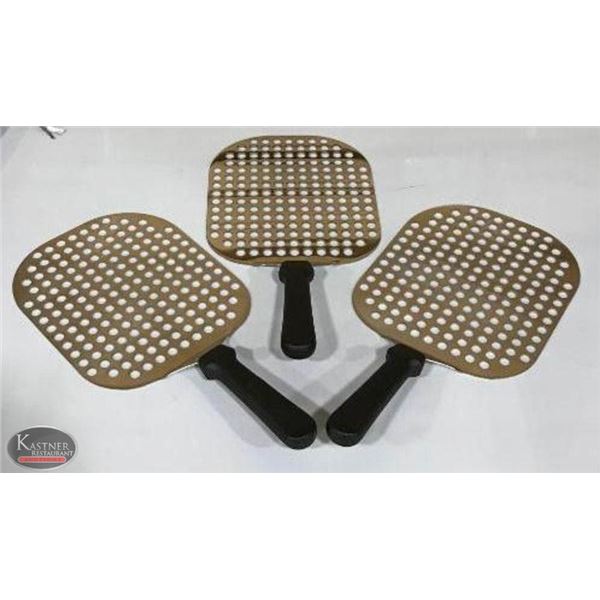 3 NEW BROWNE STAINLESS STEEL PERFORATED PIZZA