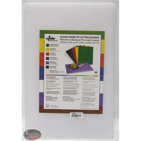 WHITE POLY CUTTING BOARD 12 X 18 X 1/2"