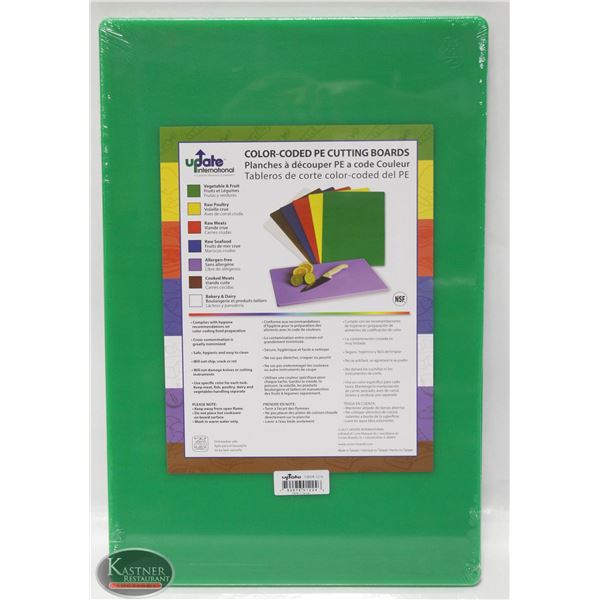 GREEN POLY CUTTING BOARD 12 X 18 X 1/2"