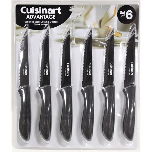 NEW 6PC. SET OF CUISINART S/S CERAMIC COATED STEAK
