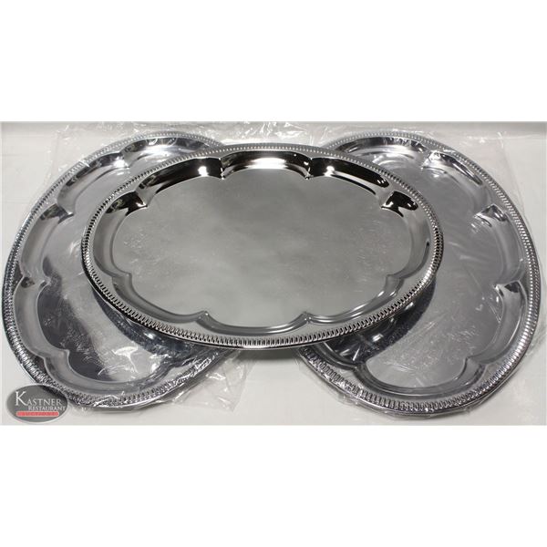 3 NEW JOHNSON ROSE 18" OVAL SERVING TRAYS