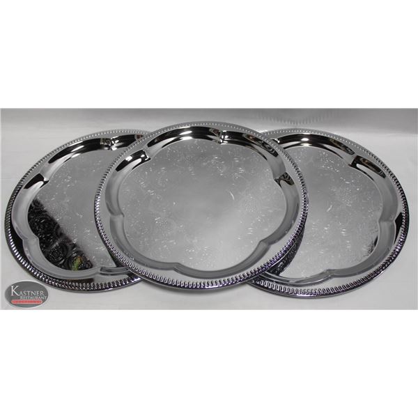 3 NEW JOHNSON ROSE 14" ROUND SERVING TRAYS