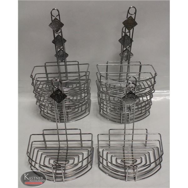 GROUP OF 8 USED TABLETOP CHROME WIRE CONDIMENT