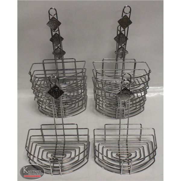 GROUP OF 8 USED TABLETOP CHROME WIRE CONDIMENT