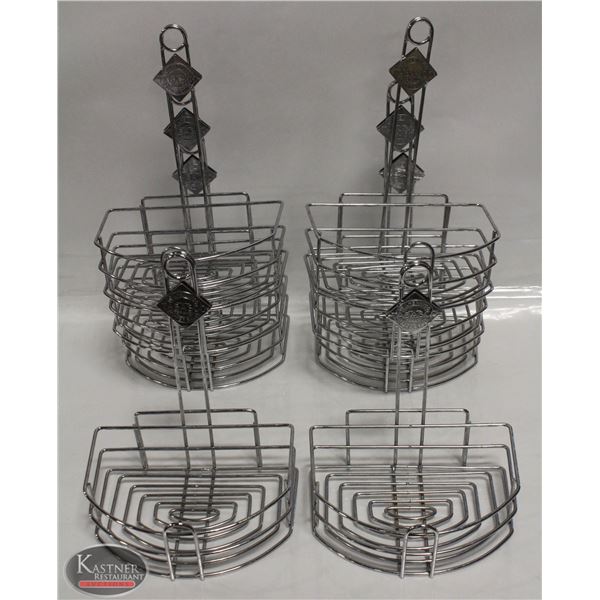 GROUP OF 8 USED TABLETOP CHROME WIRE CONDIMENT