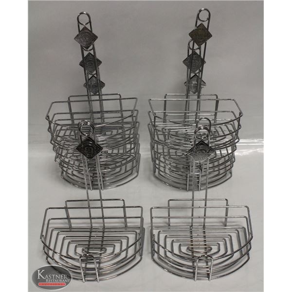 GROUP OF 8 USED TABLETOP CHROME WIRE CONDIMENT