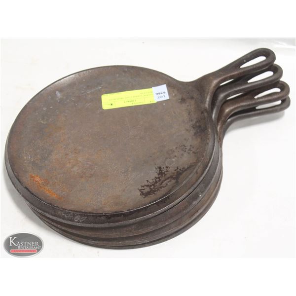 FIVE 8" LODGE CAST IRON ROTI SKILLETS