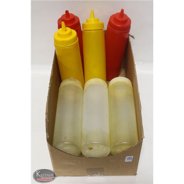 LOT OF 10 REUSABLE CONDIMENT SQUEEZE BOTTLES
