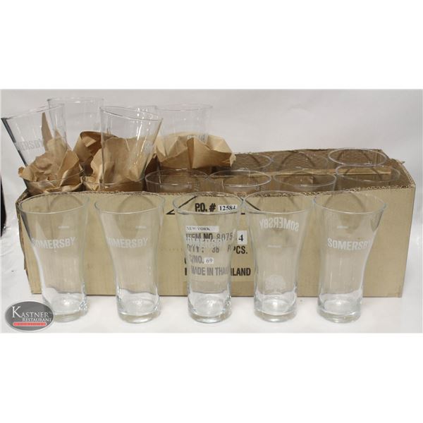 FLAT W/ 22 BRANDED 0.5 FLARED TOP BEER GLASS