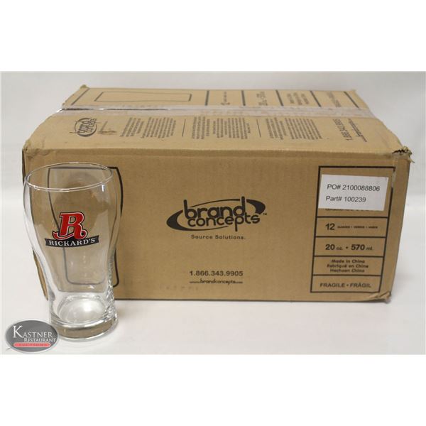 FLAT W/ DOZEN RICKARDS BEER GLASSES