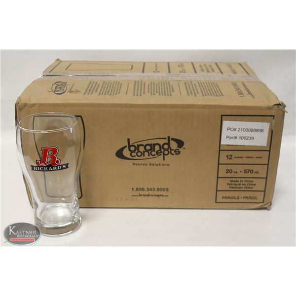 FLAT W/ DOZEN RICKARDS BEER GLASSES