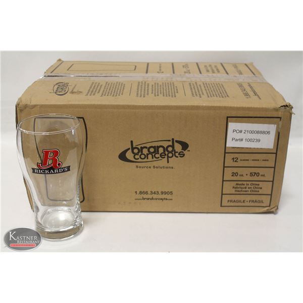 FLAT W/ DOZEN RICKARDS BEER GLASSES