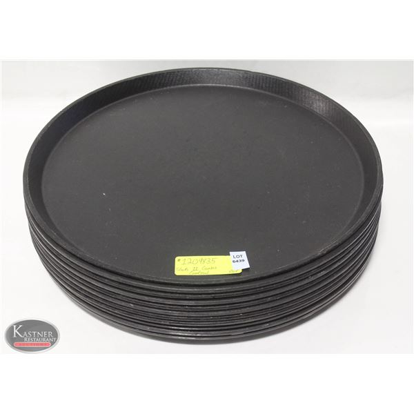 STACK OF 11 CAMBRO WAITING TRAYS W/ CAMTREAD - 16"
