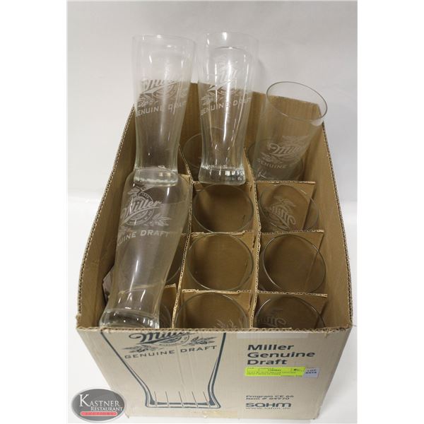 FLAT W/ 20 OZ MILLER GENUINE DRAFT BEER GLASSES