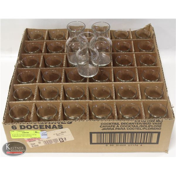 FLAT OF 3 DOZEN NEW 4-1/8 OZ. COCKTAIL DECANTERS