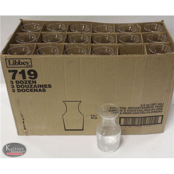 3 DOZEN NEW 8.5 OZ. COCKTAIL DECANTERS