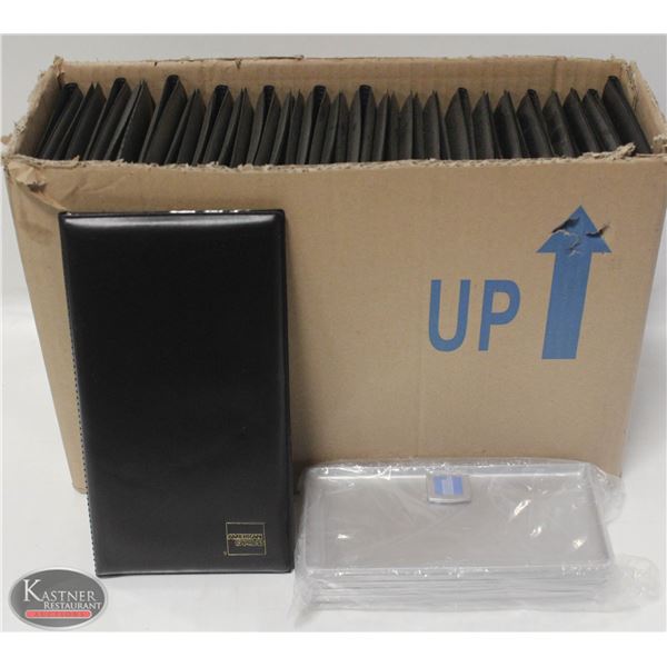 BOX OF NEW AME BLACK VINYL CARD / BILL BOOKS & 4