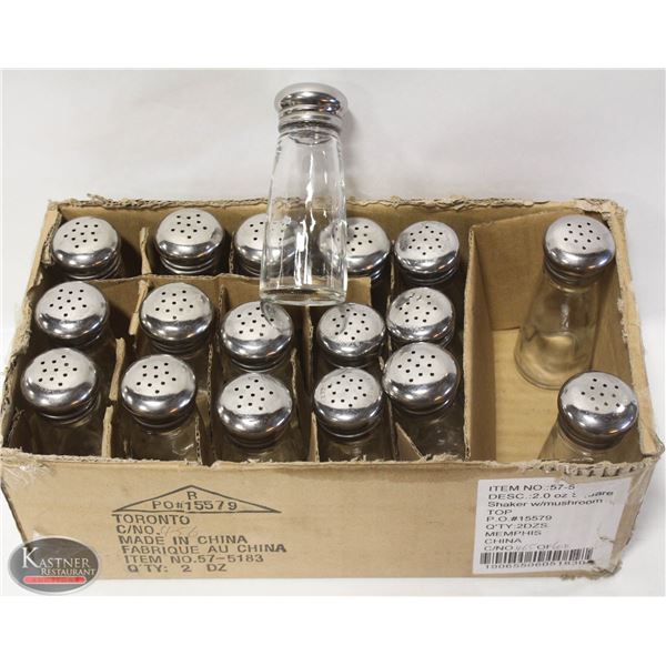 LOT OF 18 LARGE ROUND SALT & PEPPER SHAKERS