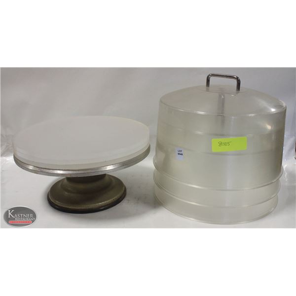 HD REVOLVING CAKE DISPLAY STAND W/ 3 ACRYLIC