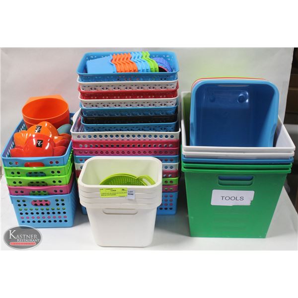 LARGE LOT OF OVER 60 STACKABLE BINS & CONTAINERS
